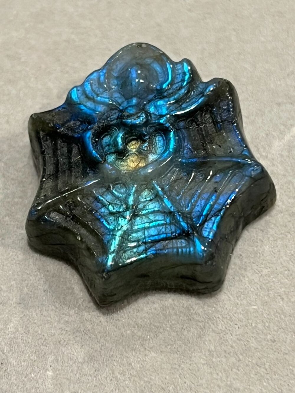 Labradorite Spider Web Carving